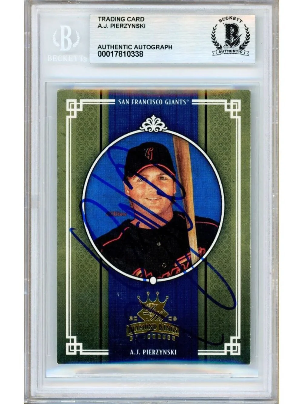 A.J. Pierzynski Signed 2005 Donruss Diamond Kings #200 Giants Card BAS Slab